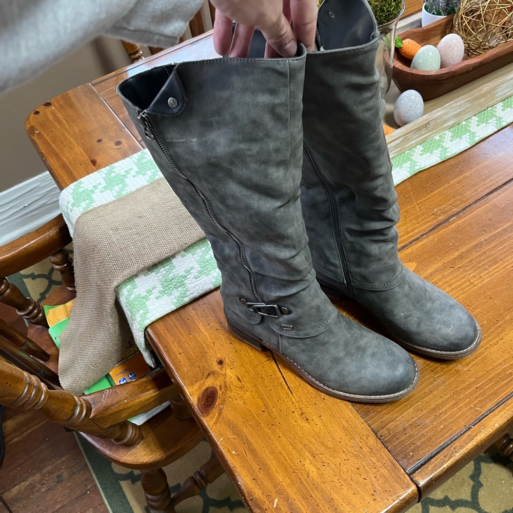 Gray Women's Knee-High Boots